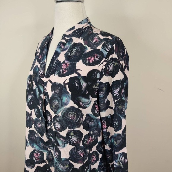 Dylan Gray Floral Silk Shirt Blouse Moody Roses Dark Romance Goth - Picture 7 of 11